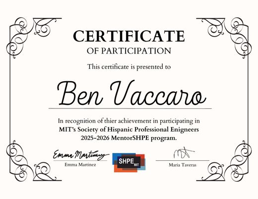 MentorSHPE Programme certificate